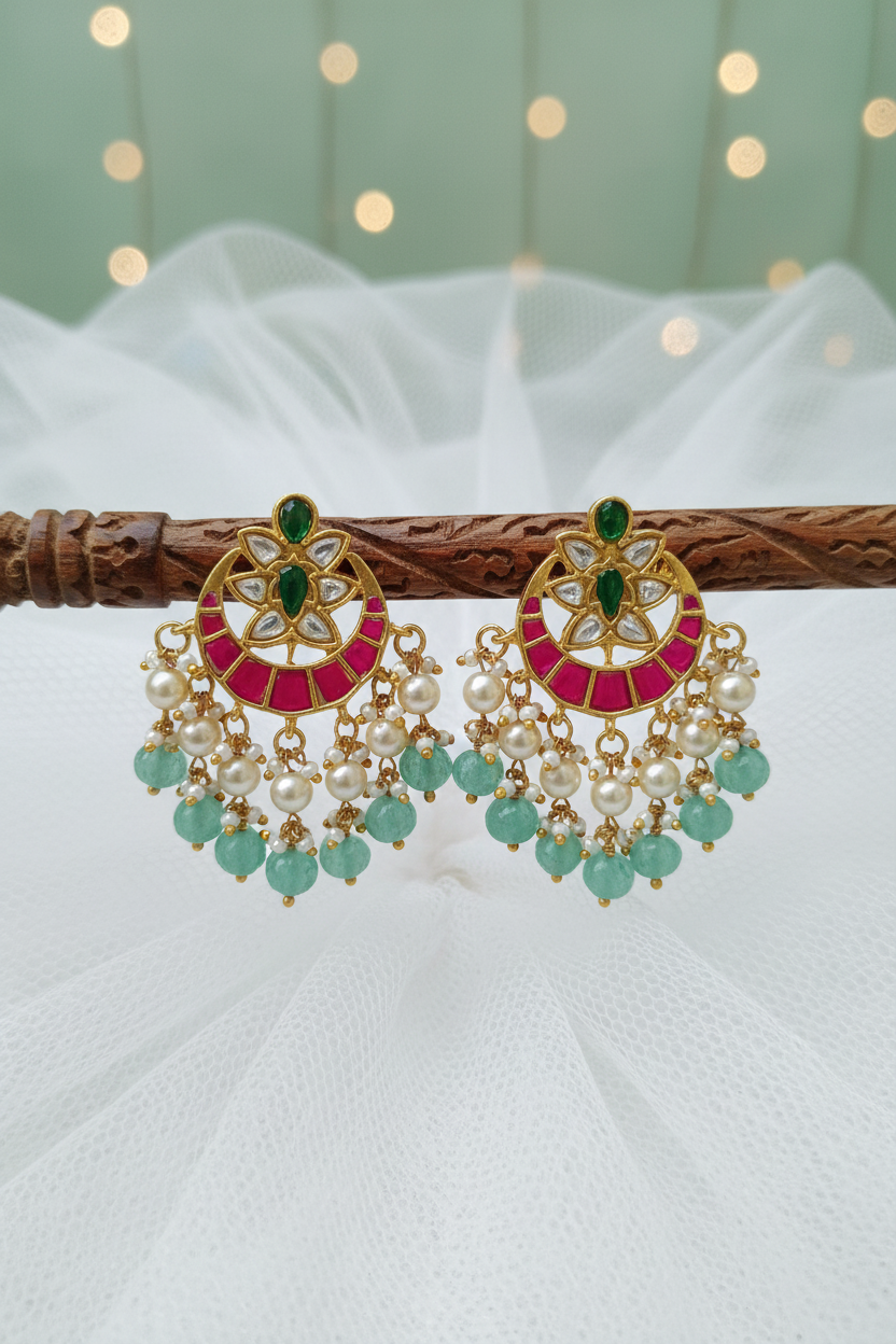Jadau Kundan Chandbali Earings