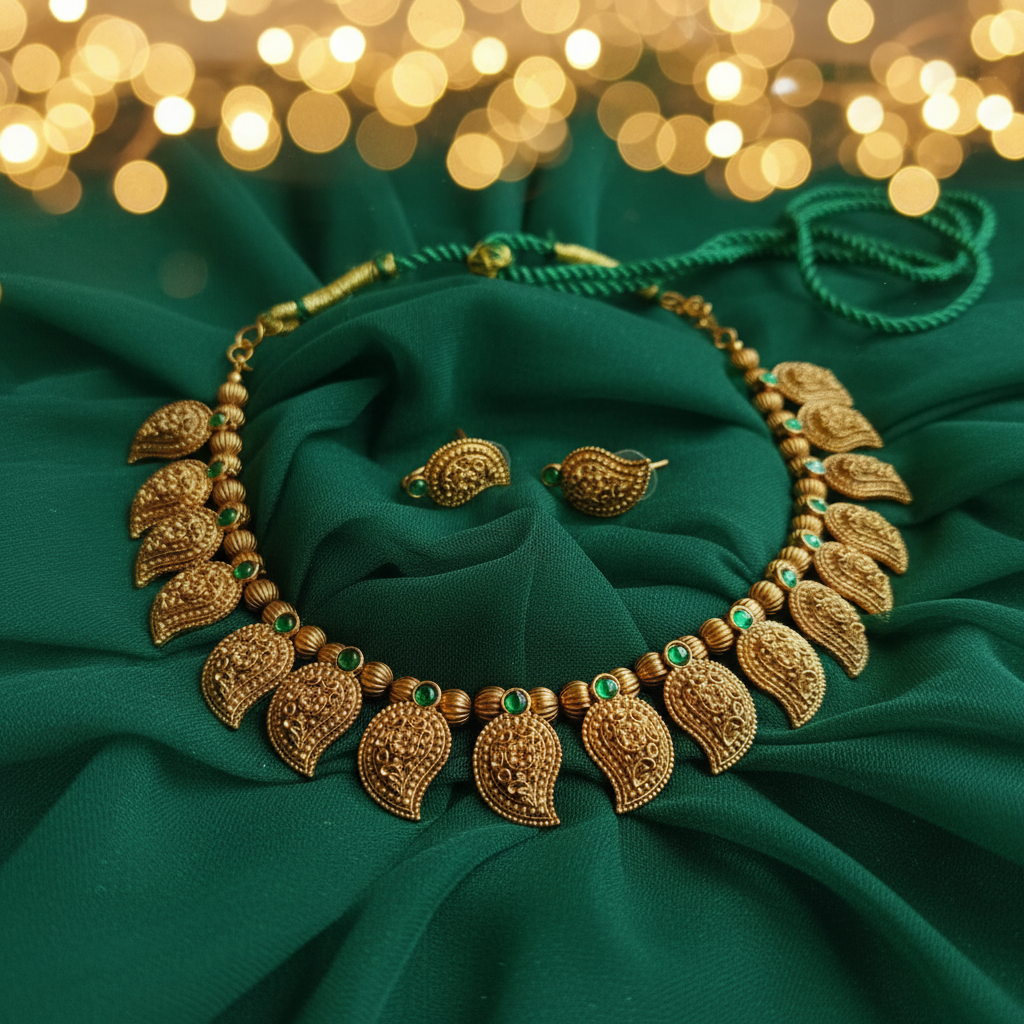 Antique Gold Paisley Mango Necklace Set
