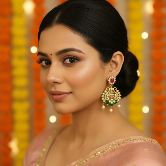 Royal CZ Chandbali Earrings