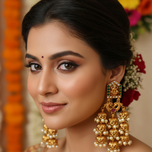 Lakshmi Temple Jhumka Chandbali Earrings
