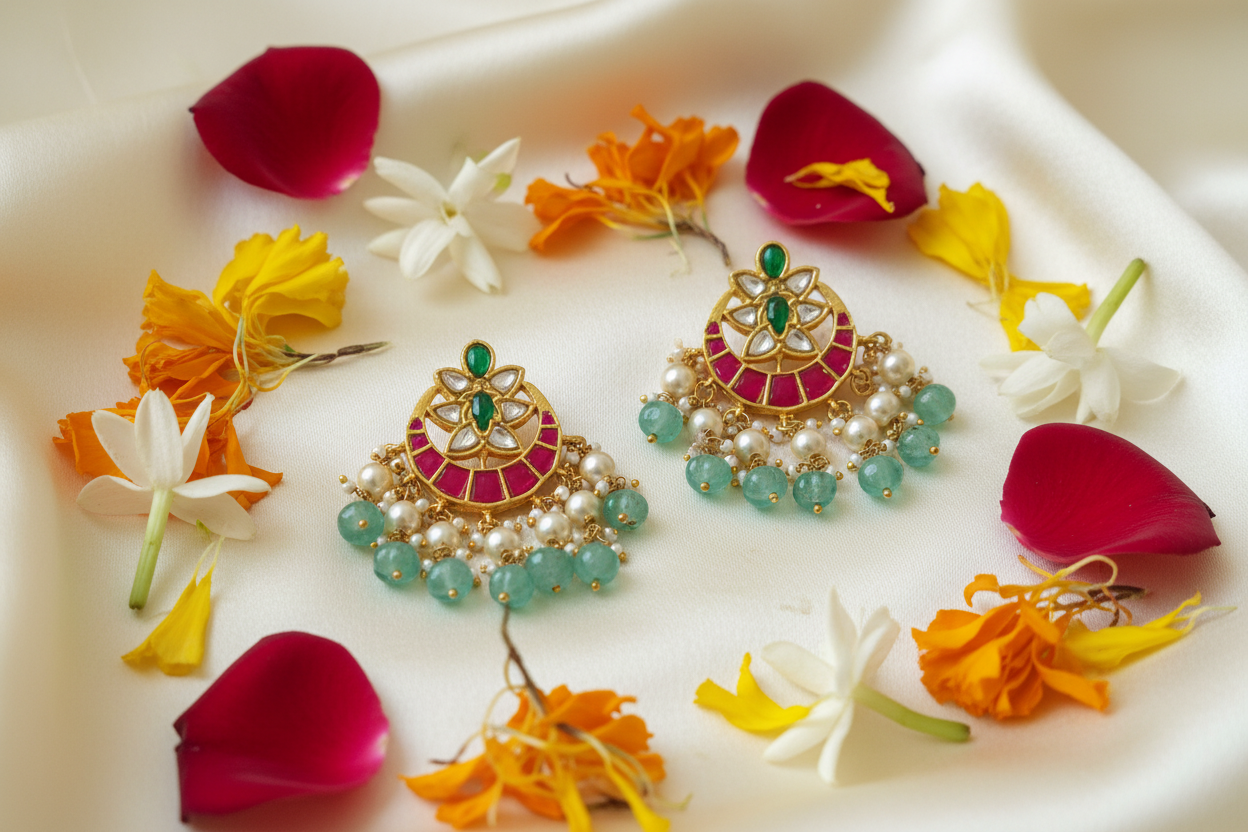 Jadau Kundan Chandbali Earings