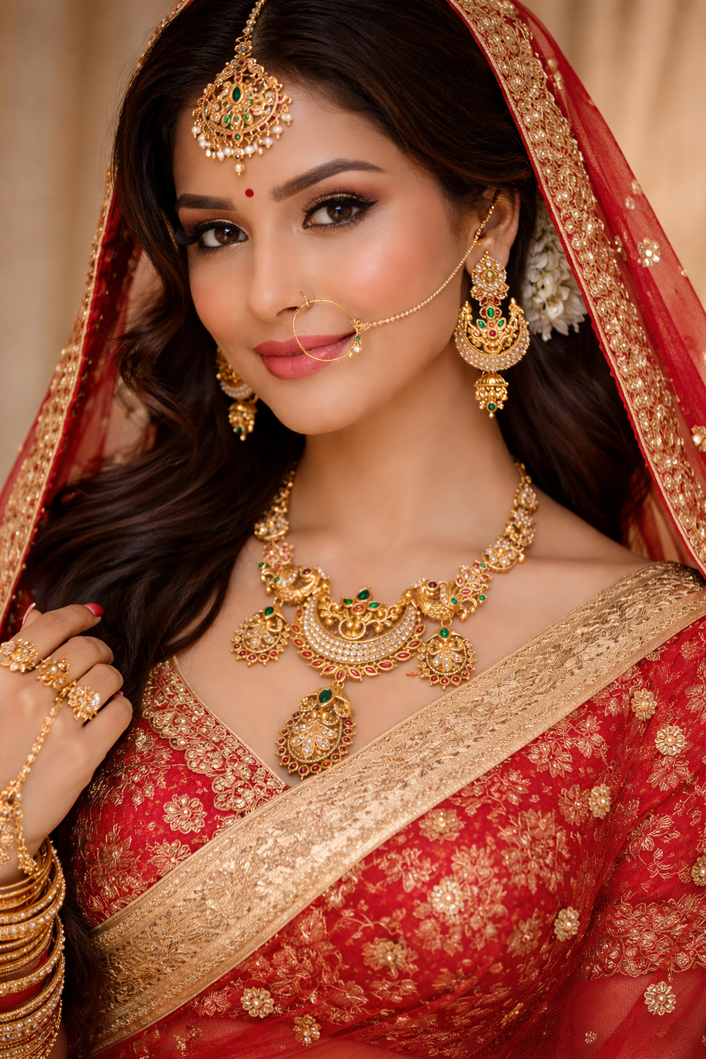 Royal Peacock Temple Jewellery Necklace Set with Earrings