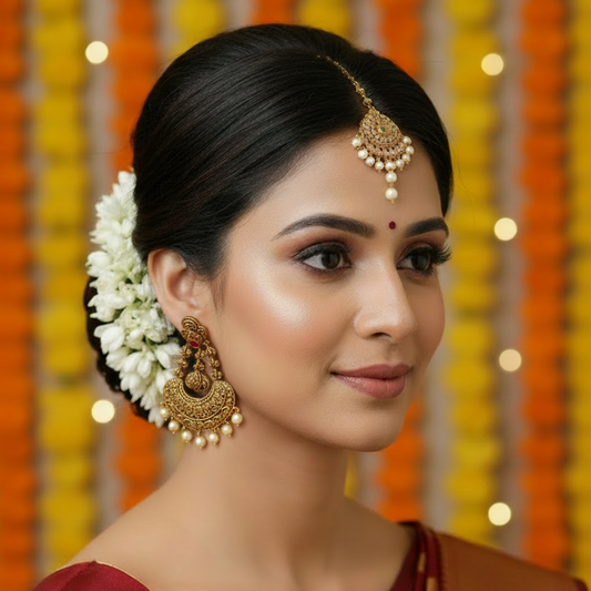 Title:&nbsp;Antique Gold Chandbali Earrings