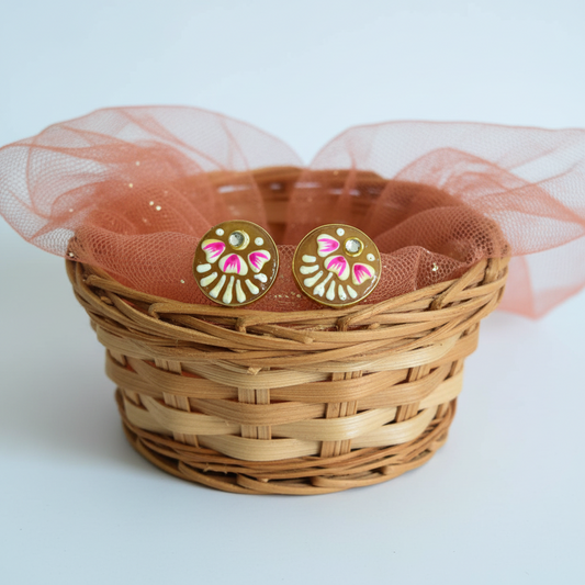 Handpainted yellow  Meenakari  Studs
