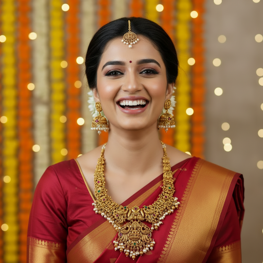 Heavy Lakshmi Necklace - Close Up Square