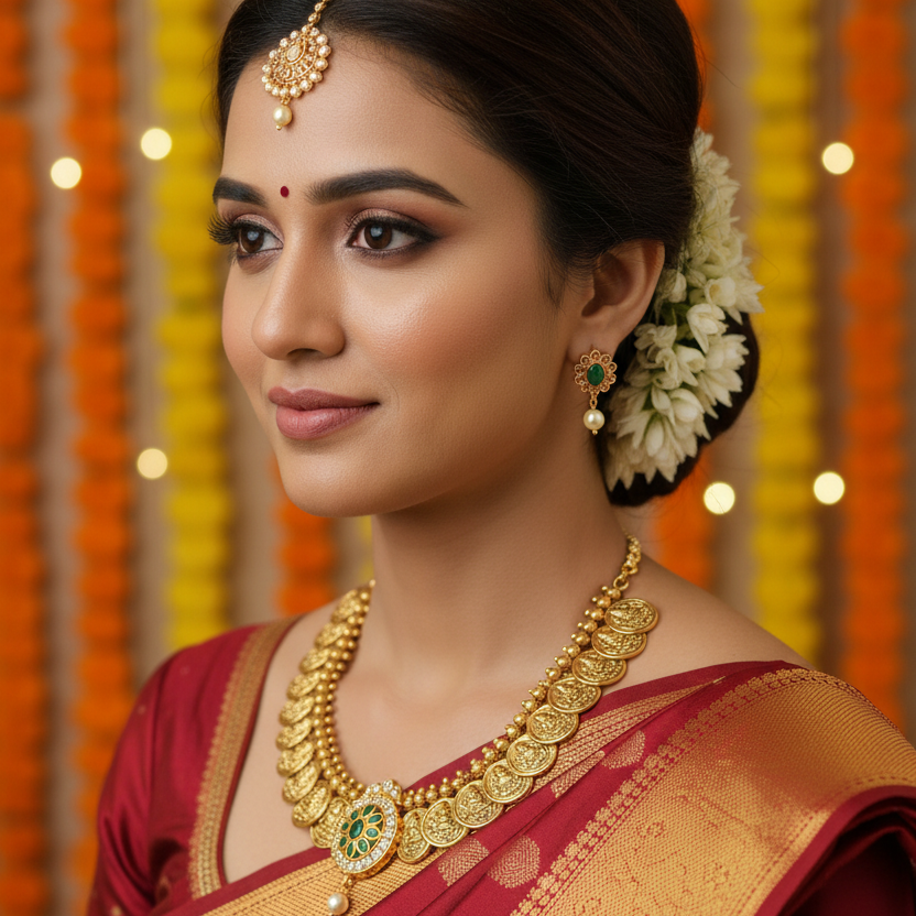 Lakshmi Kasu Mala Coin Necklace Set
