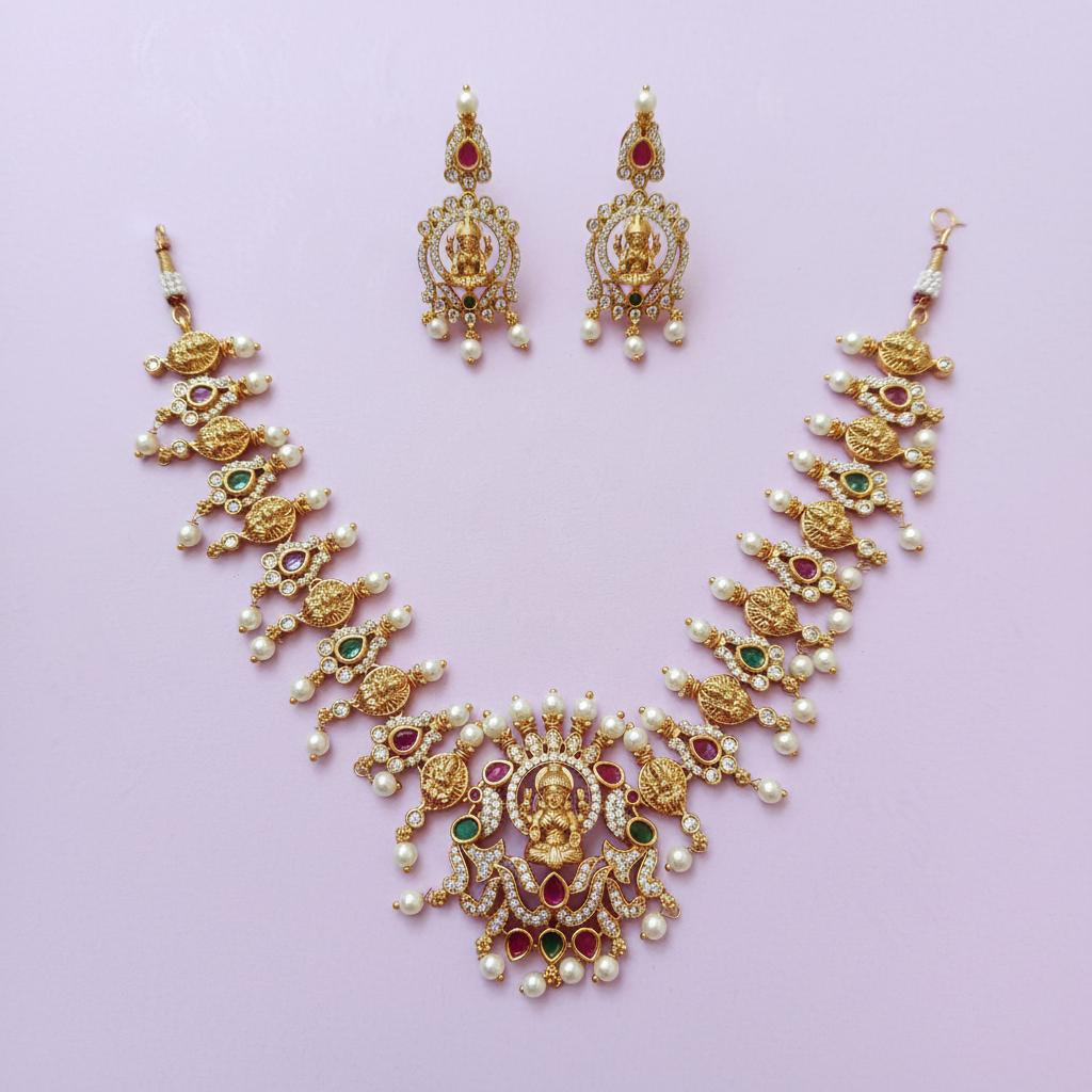 Lakshmi Kasu Mala Temple Necklace Set