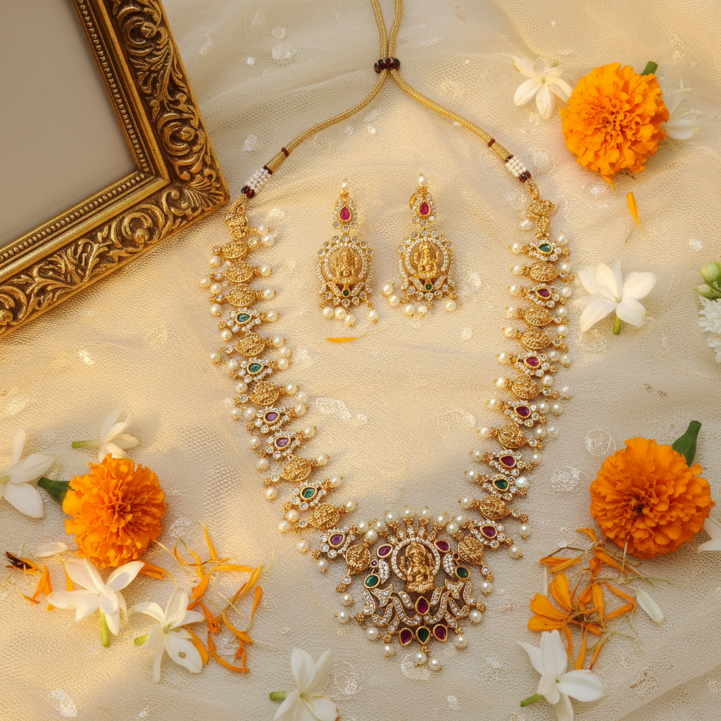 Lakshmi Kasu Mala Temple Necklace Set