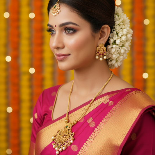 Lakshmi Ruby Pearl Pendant Necklace set