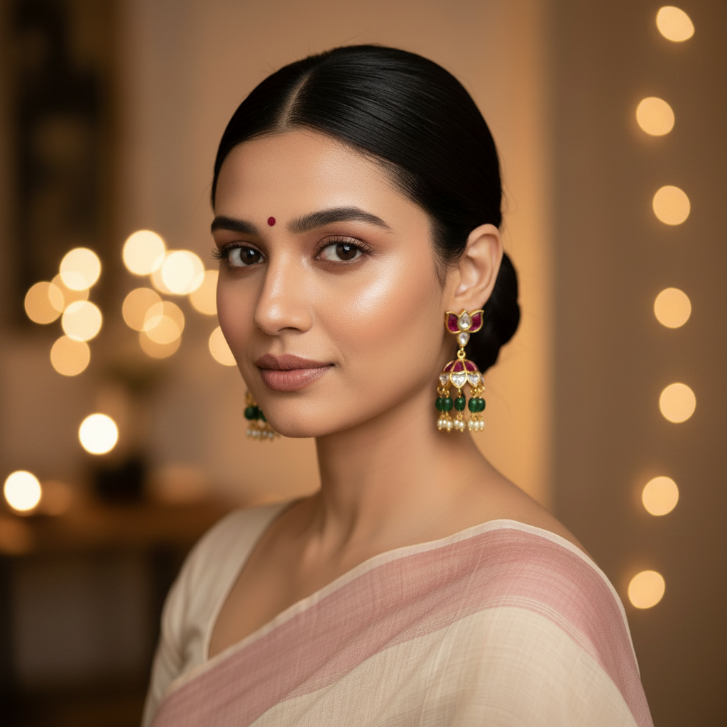 Lotus Jadau Jhumka Model Square