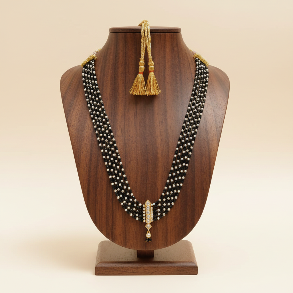 Mangalsutra on Wooden Display Stand