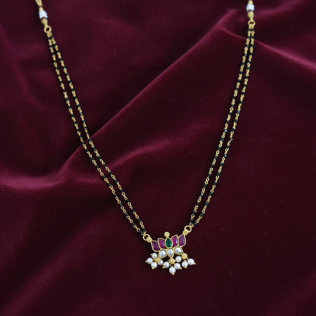 Jadau  Lotus Mangalsutra
