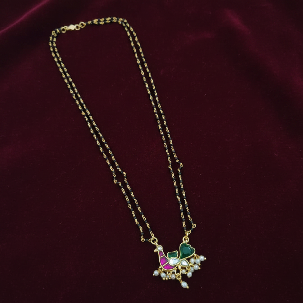 Jadau  peacock Mangalsutra
