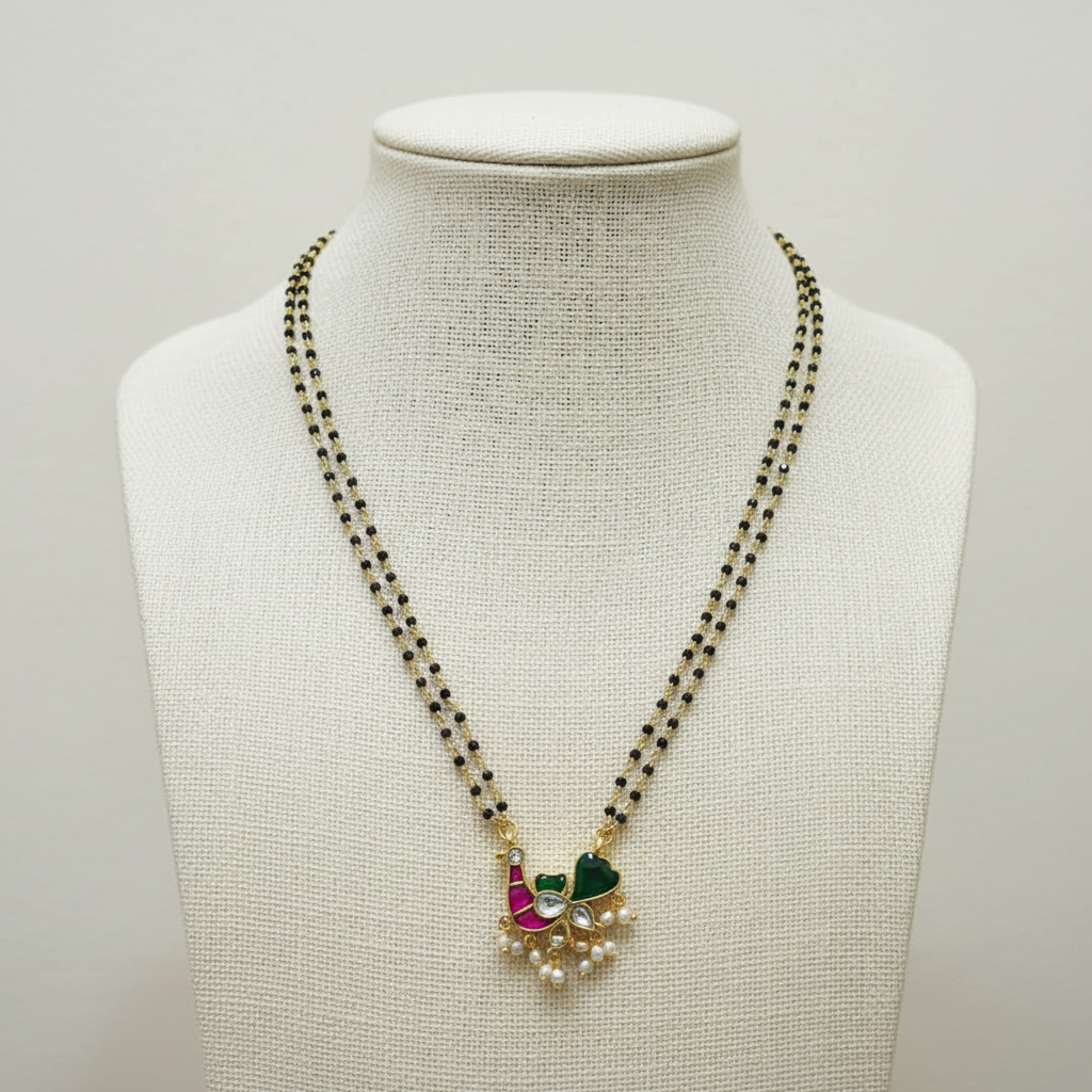 Jadau  peacock Mangalsutra