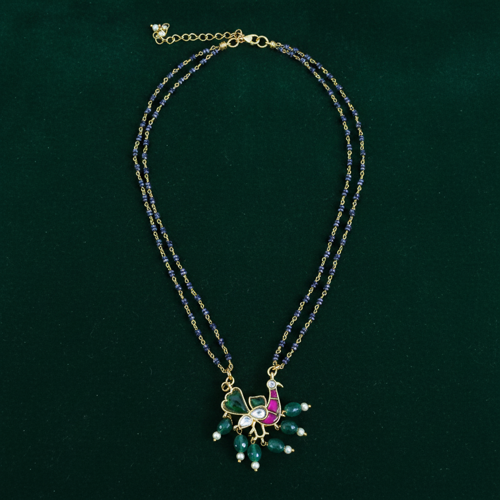 Black  diamonds jadau Peacock Mangalsutra