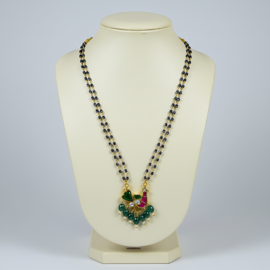 Black  diamonds jadau Peacock Mangalsutra