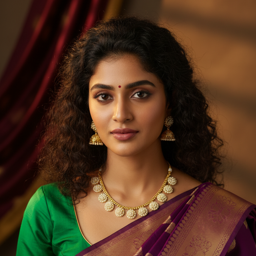 Gold Plated Pearl Coin Choker Necklace set