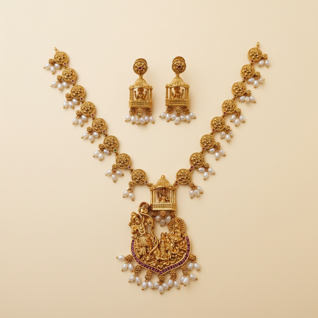 Ram Darbar Temple Necklace Set