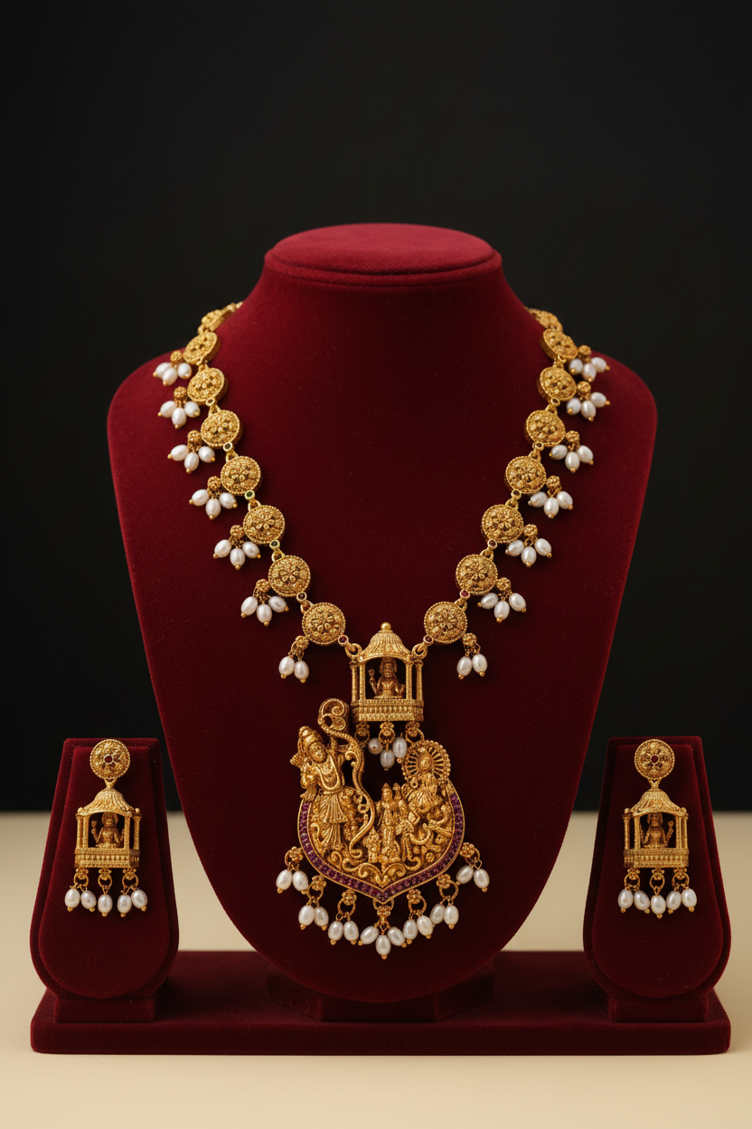 Ram Darbar Temple Necklace Set