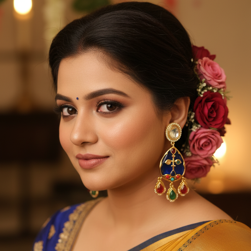 Blue Meenakari Teardrop Earrings