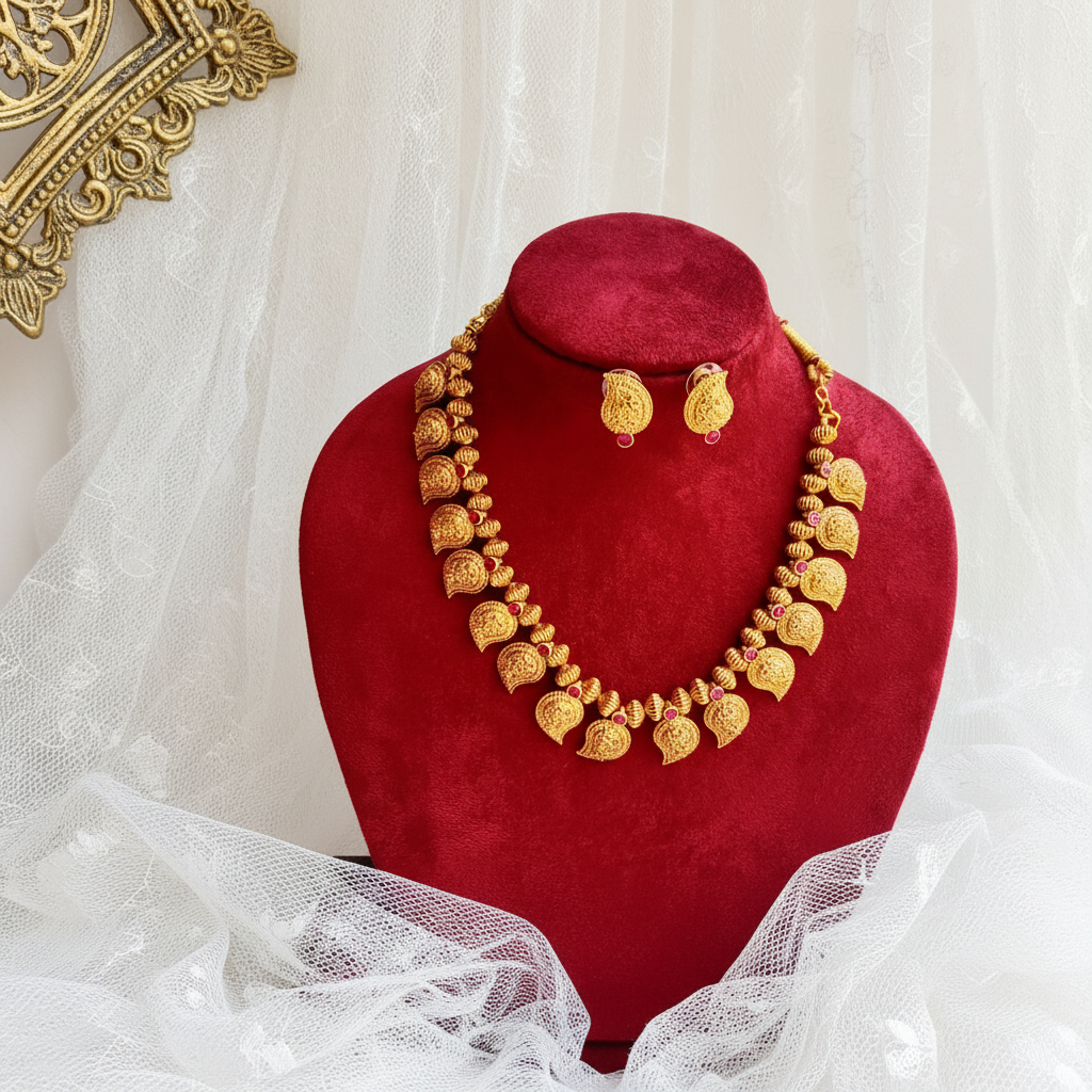 Antique Gold Mango Motif Necklace Set