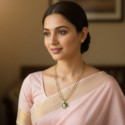 jadau Peacock Mangalsutra