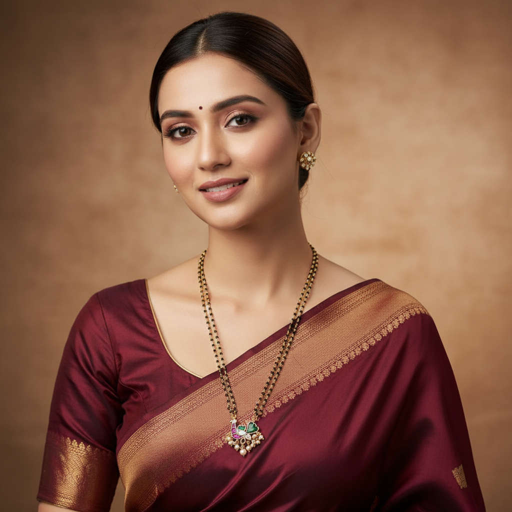 Jadau  peacock Mangalsutra